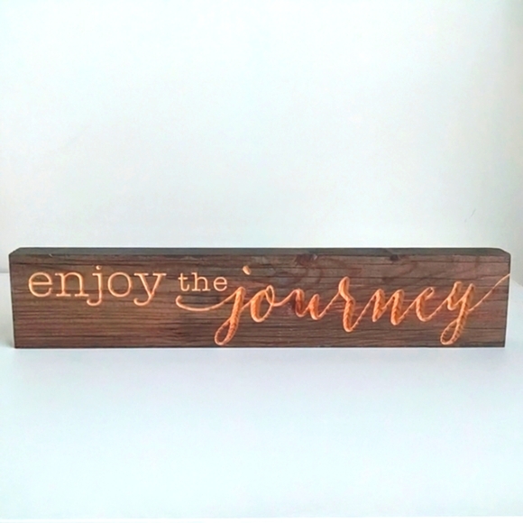 "Enjoy the Journey" Engraved Solid Wood Block Sign 17" Positive Life Quote - Picture 2 of 13